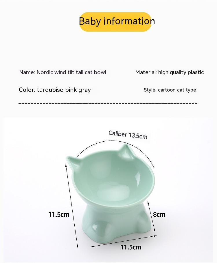 Nordic Style Pet Bowl Protective Cervical Kneeling High Foot Anti-tumble Plastic Oblique Mouth